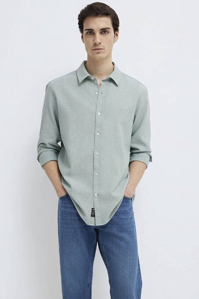 Erkek Uzun Kol Gömlek 0211656-71478 Yeşil 