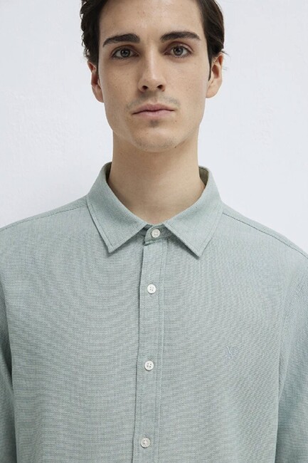 Erkek Uzun Kol Gömlek 0211656-71478 Yeşil - Thumbnail