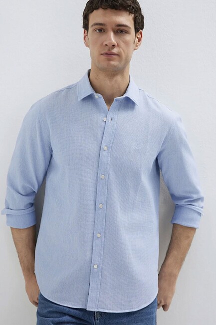 Erkek Uzun Kol Gömlek 0211656-88654 Mavi (1)