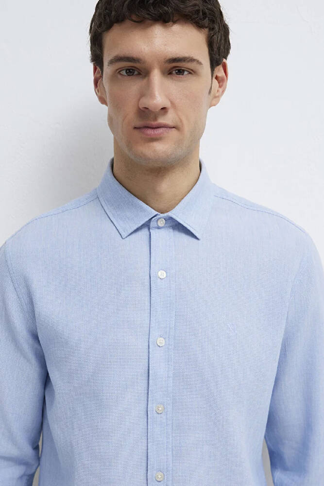 Erkek Uzun Kol Gömlek 0211656-88654 Mavi 