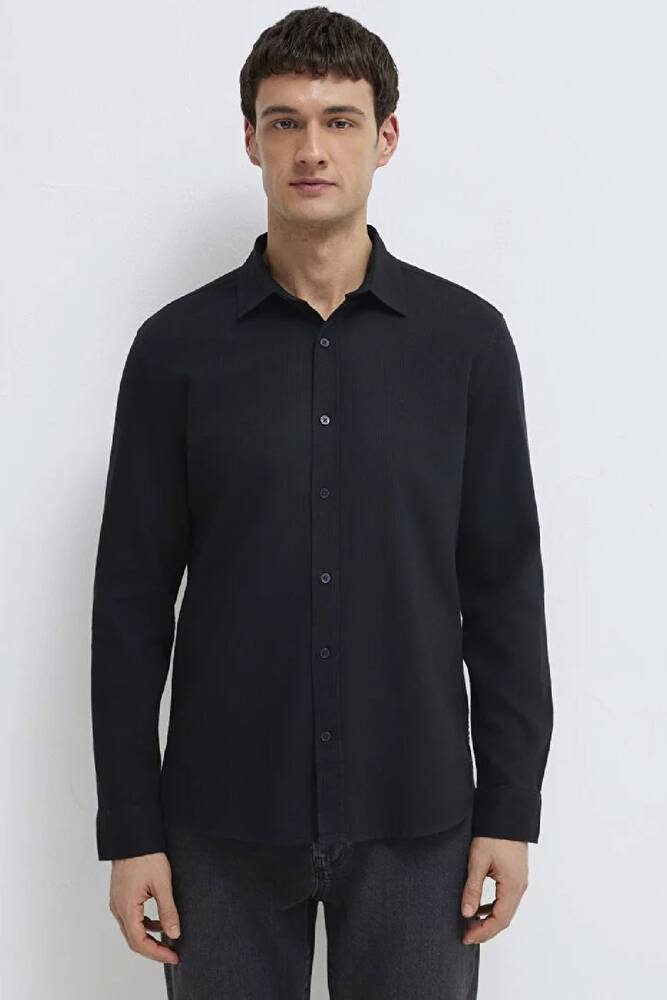 Erkek Uzun Kol Gömlek 0211656-900 Siyah 