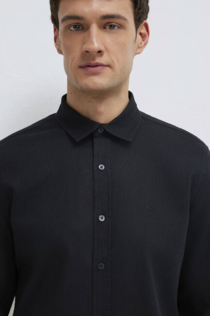 Erkek Uzun Kol Gömlek 0211656-900 Siyah - Thumbnail