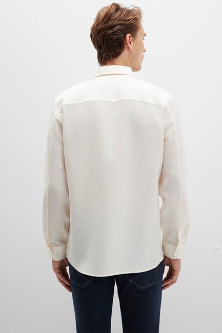 Erkek Uzun Kol Gömlek 0211659-70057 Ekru - Thumbnail