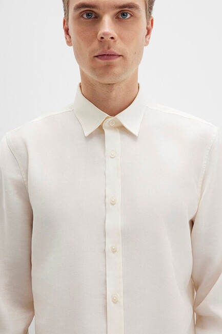 Erkek Uzun Kol Gömlek 0211659-70057 Ekru - Thumbnail