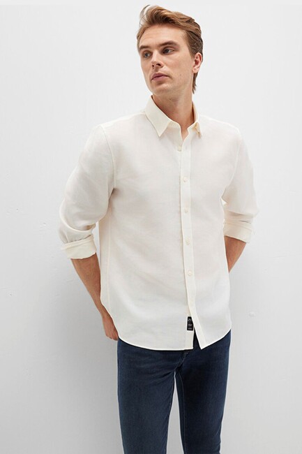 Erkek Uzun Kol Gömlek 0211659-70057 Ekru (1)