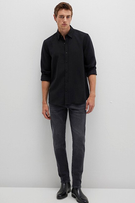 Erkek Uzun Kol Gömlek 0211659-900 Siyah (2)