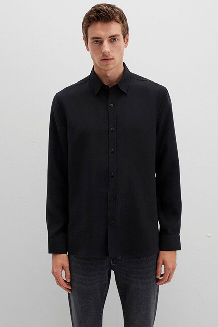 Erkek Uzun Kol Gömlek 0211659-900 Siyah - Thumbnail