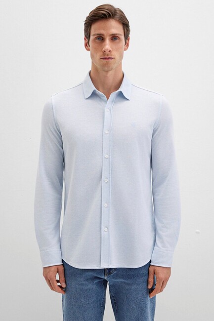 Erkek Uzun Kol Gömlek 0211664-90900 Mavi (3)