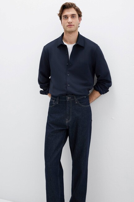 Erkek Uzun Kol Gömlek 0211752-70490 Lacivert (1)