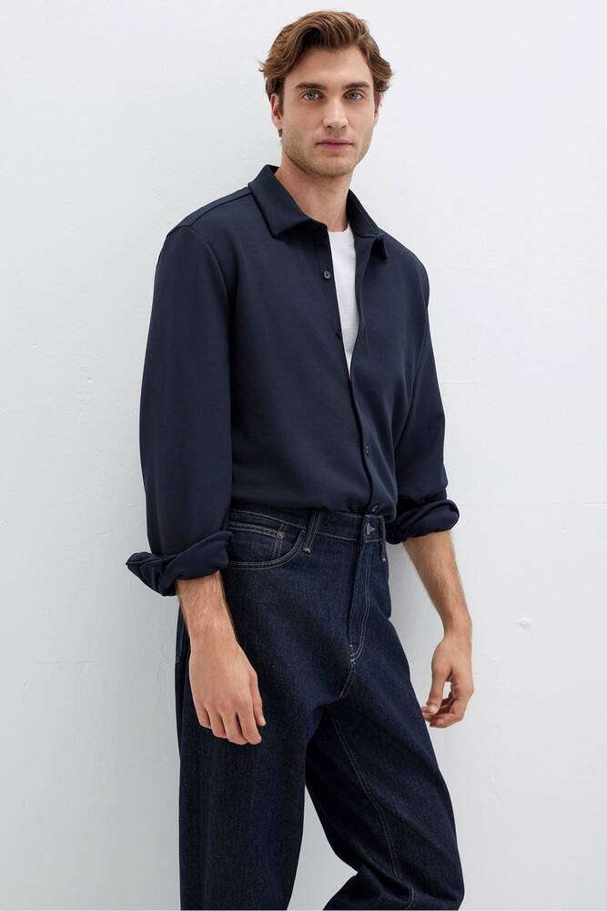 Erkek Uzun Kol Gömlek 0211752-70490 Lacivert 