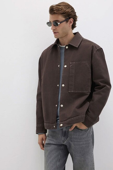 Erkek Uzun Kol Gömlek 0211779-70219 Kahve (1)