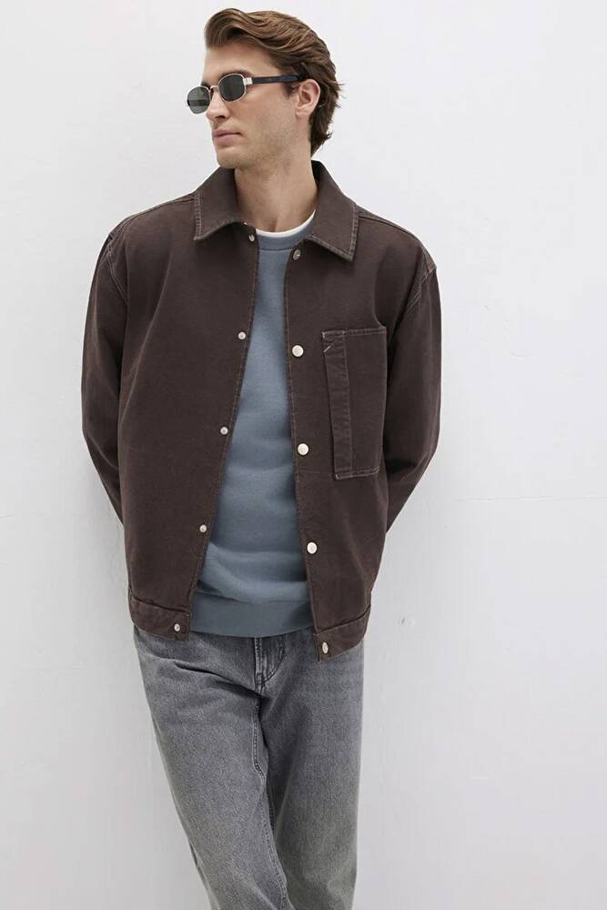 Erkek Uzun Kol Gömlek 0211779-70219 Kahve 