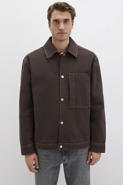 Erkek Uzun Kol Gömlek 0211779-70219 Kahve - Thumbnail