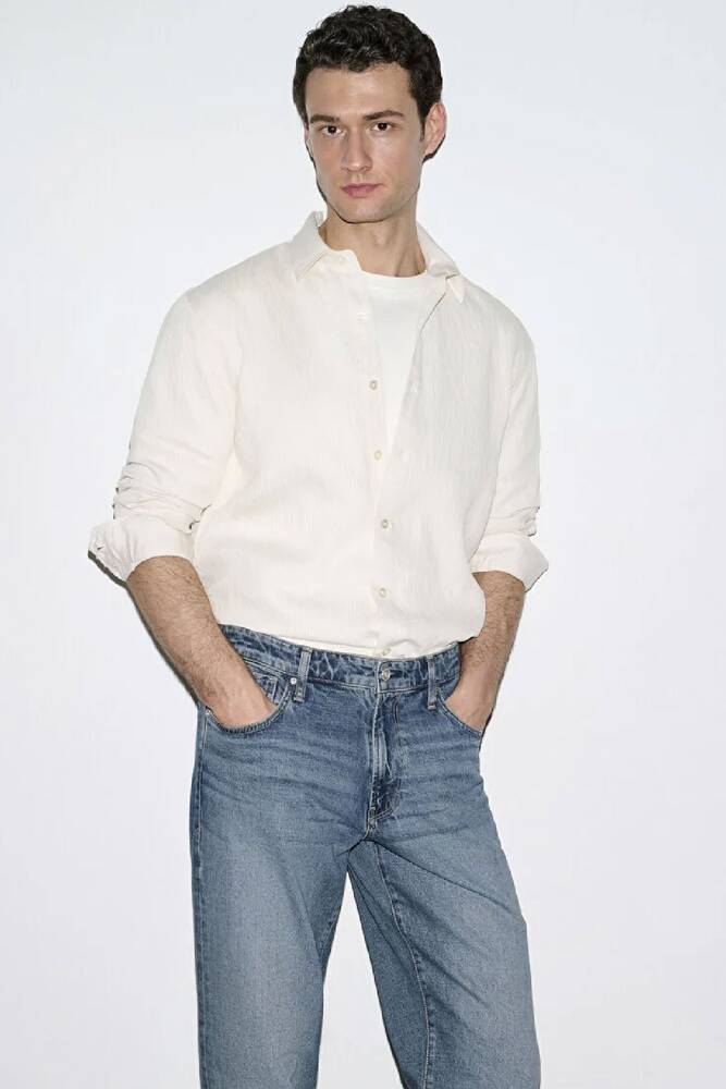 Erkek Uzun Kol Gömlek 0211829-70057 Ekru 