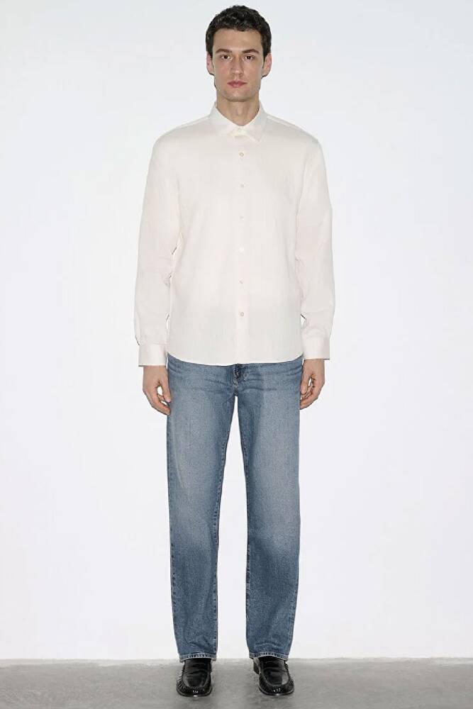 Erkek Uzun Kol Gömlek 0211829-70057 Ekru 