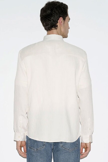 Erkek Uzun Kol Gömlek 0211829-70057 Ekru - Thumbnail