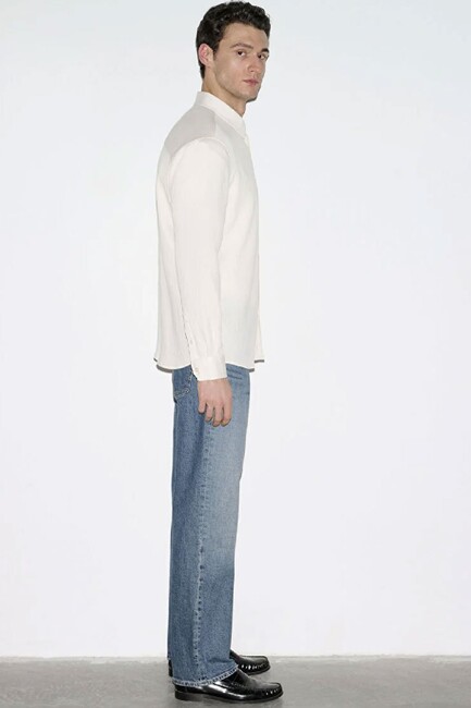 Erkek Uzun Kol Gömlek 0211829-70057 Ekru - Thumbnail