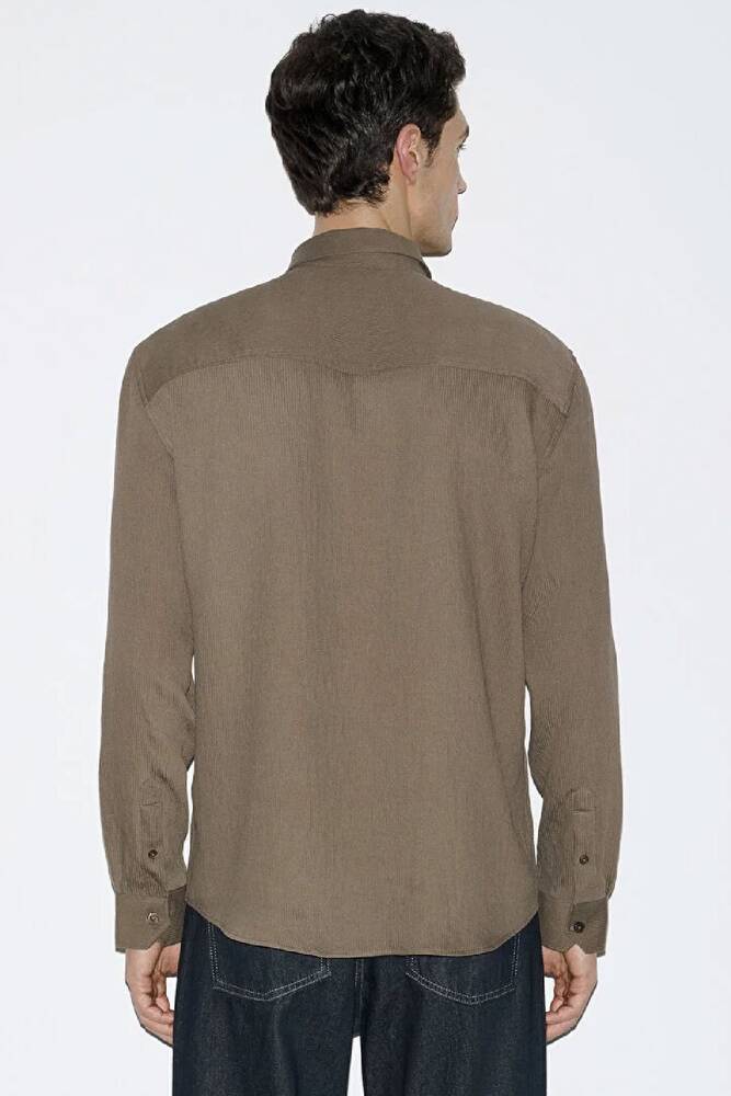 Erkek Uzun Kol Gömlek 0211829-83866 Kahve 