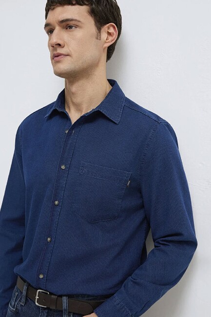 Erkek Uzun Kol Gömlek 0211854-18790 Lacivert (1)