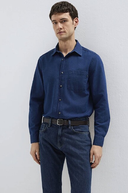 Erkek Uzun Kol Gömlek 0211854-18790 Lacivert (2)