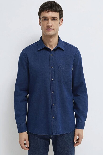 Erkek Uzun Kol Gömlek 0211854-18790 Lacivert (3)