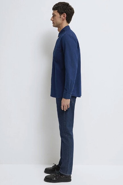 Erkek Uzun Kol Gömlek 0211854-18790 Lacivert - Thumbnail