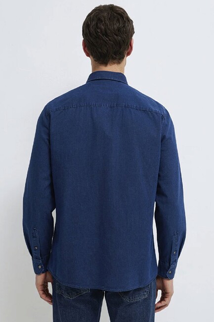 Erkek Uzun Kol Gömlek 0211854-18790 Lacivert - Thumbnail