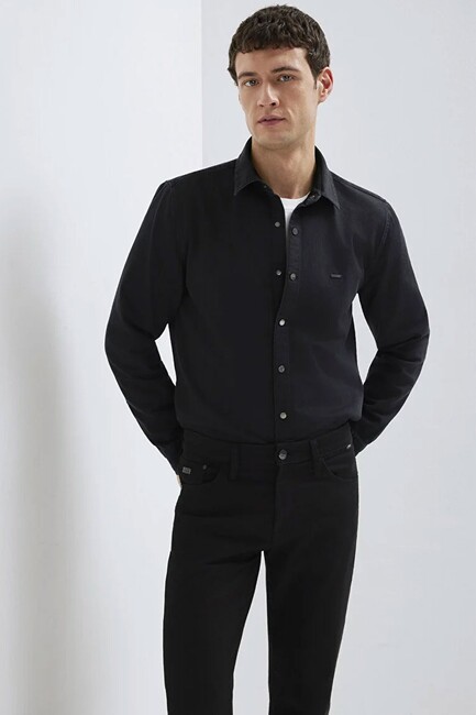 Erkek Uzun Kol Gömlek 0211865-90850 Siyah (1)
