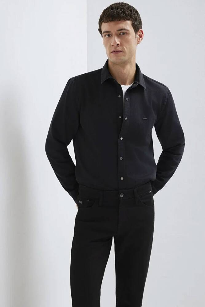 Erkek Uzun Kol Gömlek 0211865-90850 Siyah 