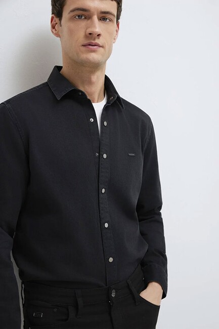 Erkek Uzun Kol Gömlek 0211865-90850 Siyah (3)