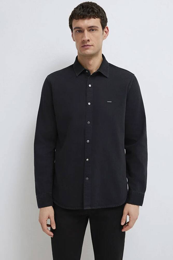 Erkek Uzun Kol Gömlek 0211865-90850 Siyah 
