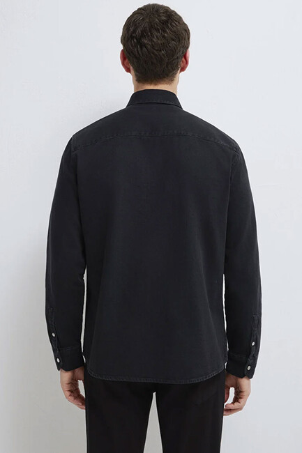 Erkek Uzun Kol Gömlek 0211865-90850 Siyah - Thumbnail
