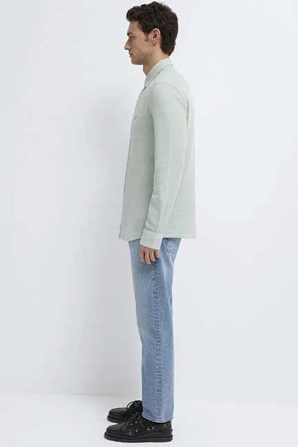 Erkek Uzun Kol Gömlek 0211899-71909 Yeşil - Thumbnail