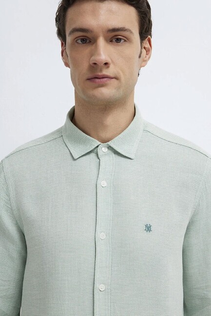 Erkek Uzun Kol Gömlek 0211899-71909 Yeşil - Thumbnail