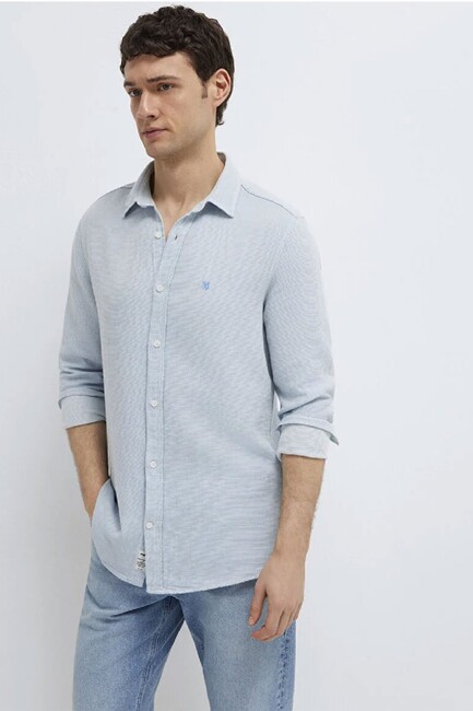 Erkek Uzun Kol Gömlek 0211899-86659 Mavi (1)