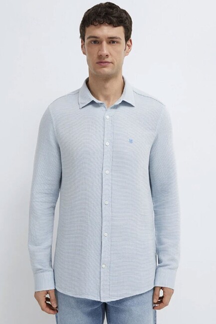 Erkek Uzun Kol Gömlek 0211899-86659 Mavi (3)