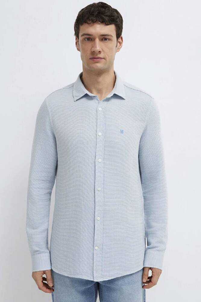 Erkek Uzun Kol Gömlek 0211899-86659 Mavi 