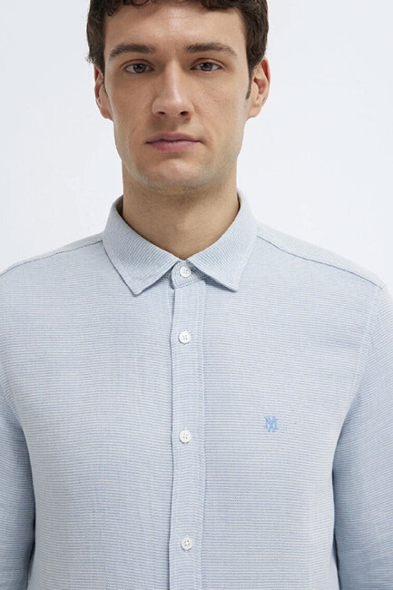 Erkek Uzun Kol Gömlek 0211899-86659 Mavi - Thumbnail