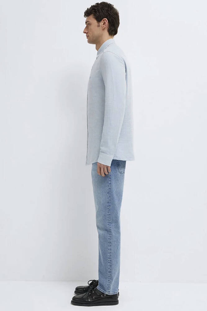 Erkek Uzun Kol Gömlek 0211899-86659 Mavi 