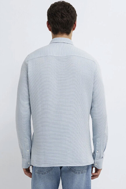 Erkek Uzun Kol Gömlek 0211899-86659 Mavi - Thumbnail