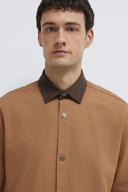 Erkek Uzun Kol Gömlek 0211900-91393 Kahve (2)