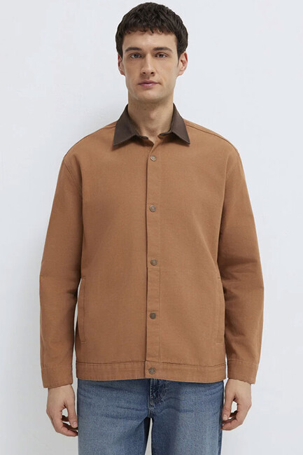 Erkek Uzun Kol Gömlek 0211900-91393 Kahve - Thumbnail