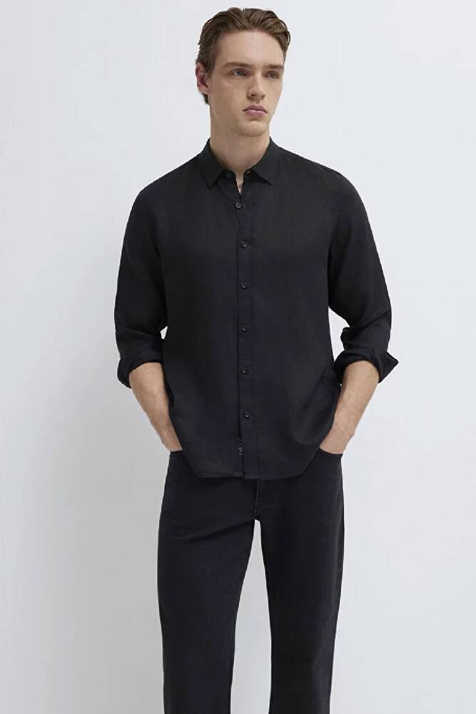 Erkek Uzun Kol Gömlek 0211909-900 Siyah 