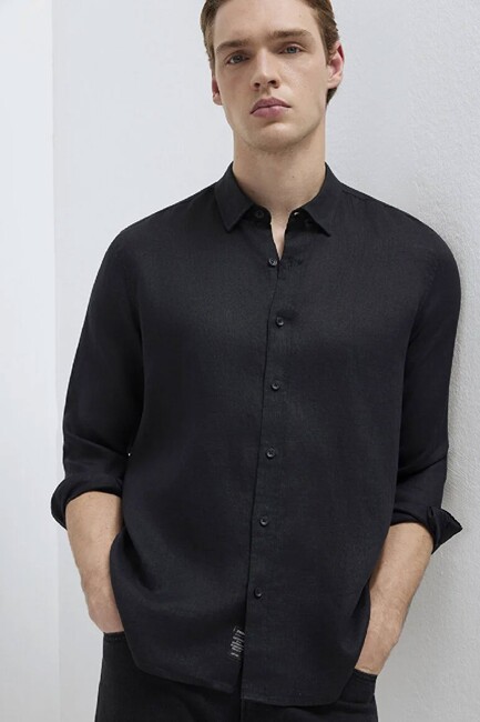 Erkek Uzun Kol Gömlek 0211909-900 Siyah (3)