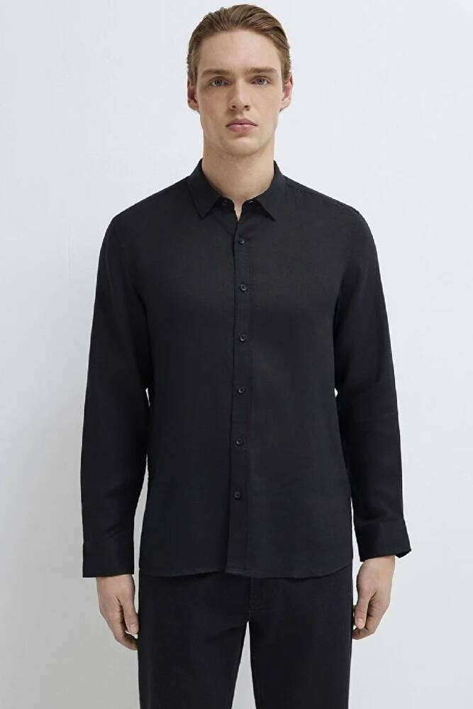 Erkek Uzun Kol Gömlek 0211909-900 Siyah 
