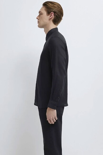 Erkek Uzun Kol Gömlek 0211909-900 Siyah - Thumbnail