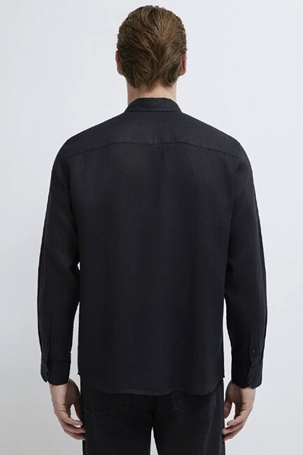 Erkek Uzun Kol Gömlek 0211909-900 Siyah - Thumbnail