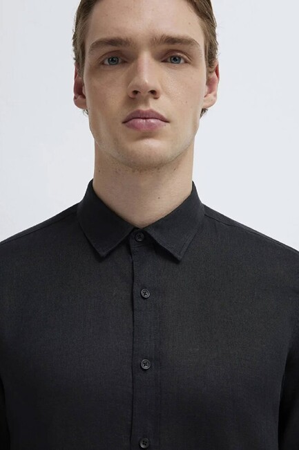 Erkek Uzun Kol Gömlek 0211909-900 Siyah - Thumbnail