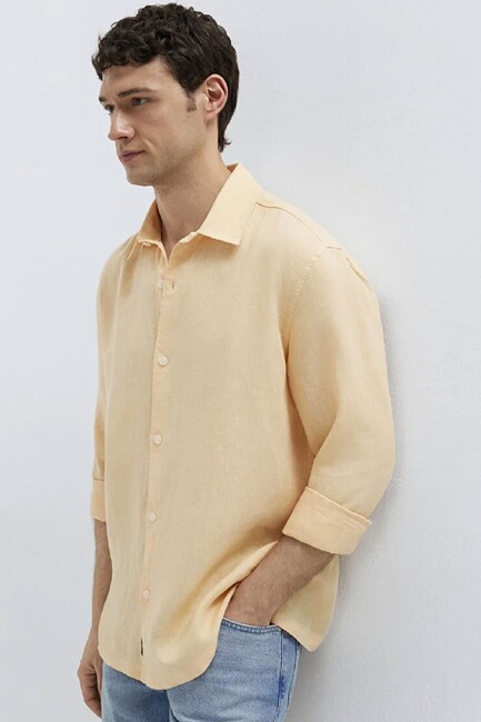 Erkek Uzun Kol Gömlek 0211957-71157 Turuncu (1)