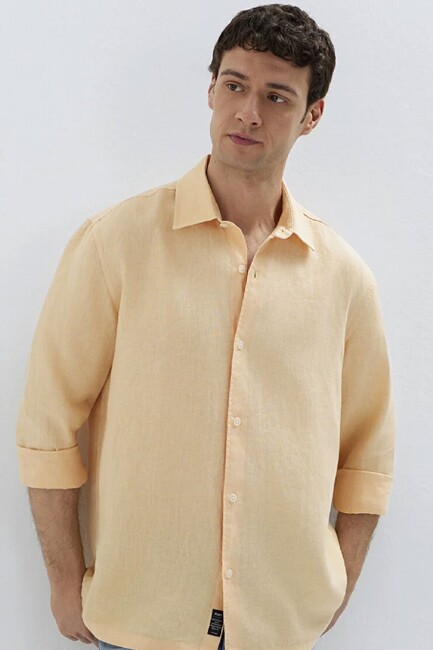 Erkek Uzun Kol Gömlek 0211957-71157 Turuncu - Thumbnail